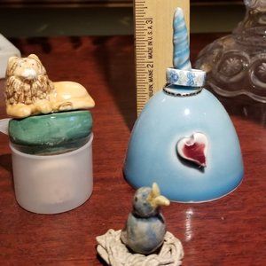 Bundle of Ceramics:  Cork, bell, bird